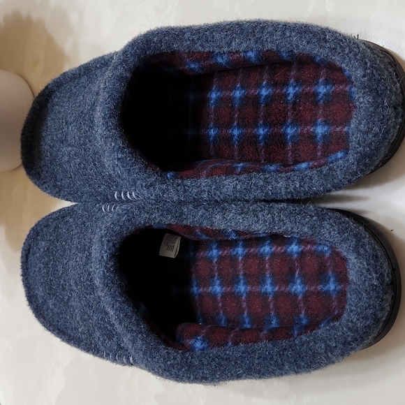 Mens Urban Pipeline Felt Scruff Slippers, Navy Blue. Red 12 - Picture 5 of 5